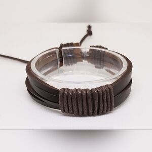 Men's leather‎ bracelet layered brown new e12